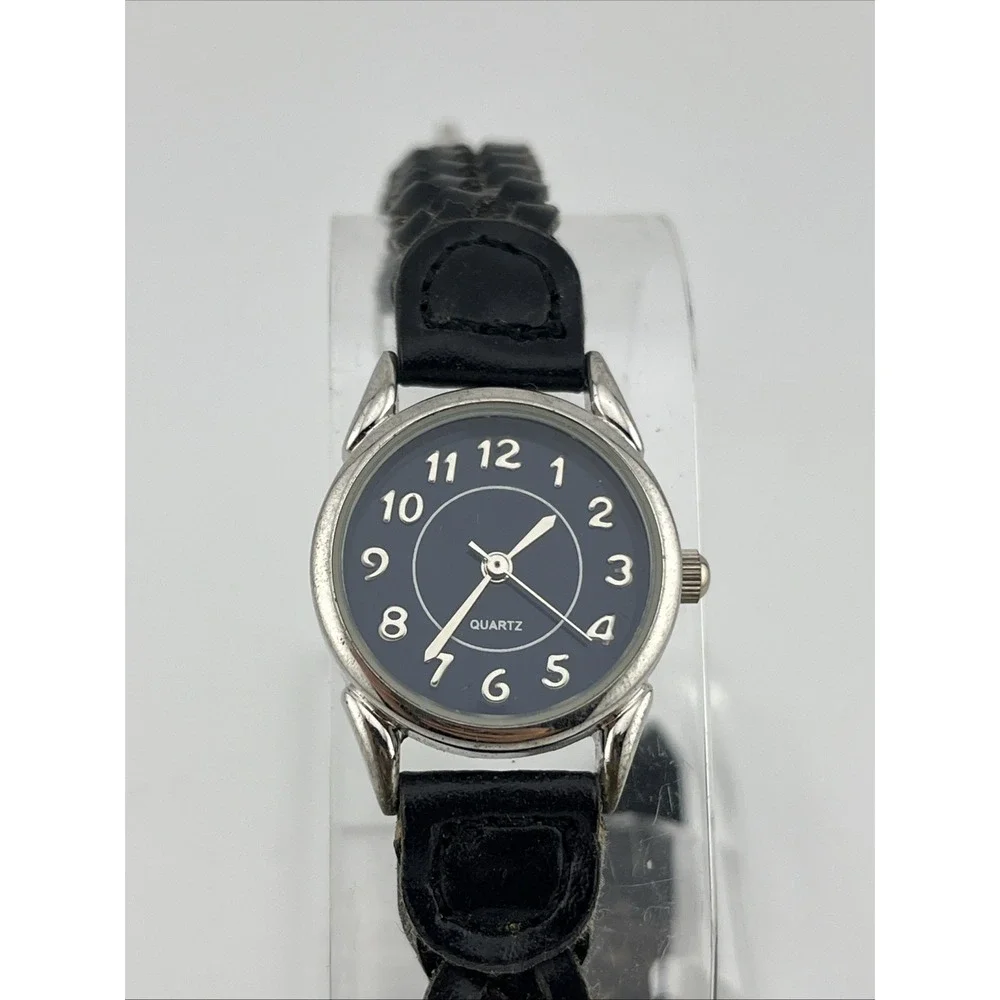 White Stag Watch Women 23mm Case Black Braided Band Blue Dial- New Battery‎